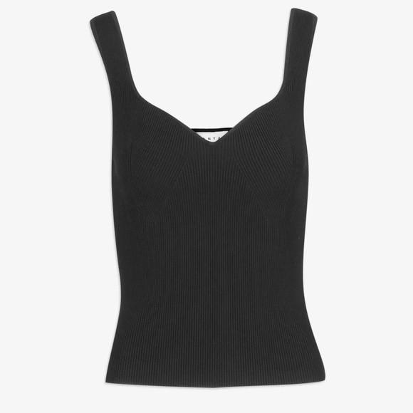 Tanya Taylor Black Ribbed Tank Top - Picture 1 of 7